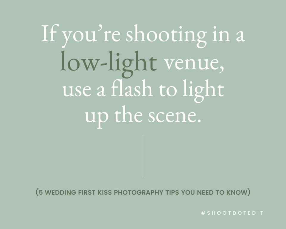 infographic stating if you are shooting in a low-light venue, use a flash to light up the scene