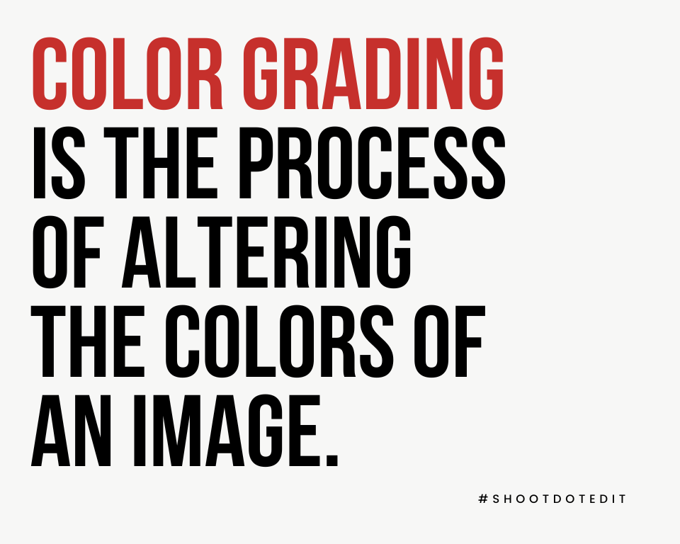 infographic stating color grading is the process of altering the colors of an image