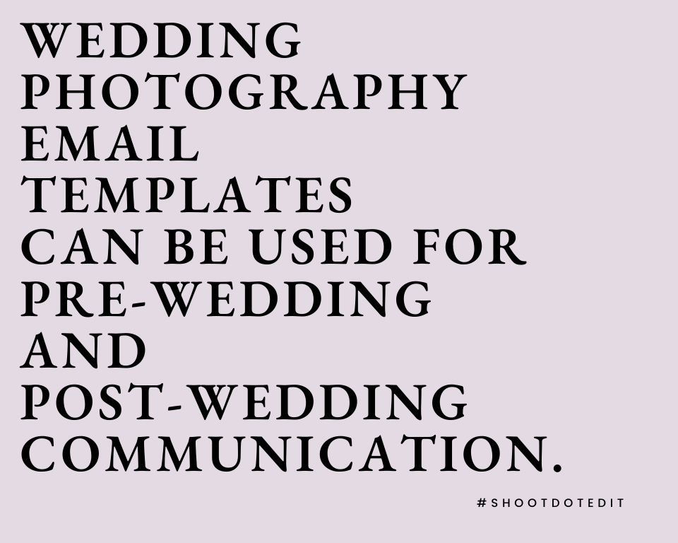Infographic stating email templates can be used for pre-wedding and post-wedding communication