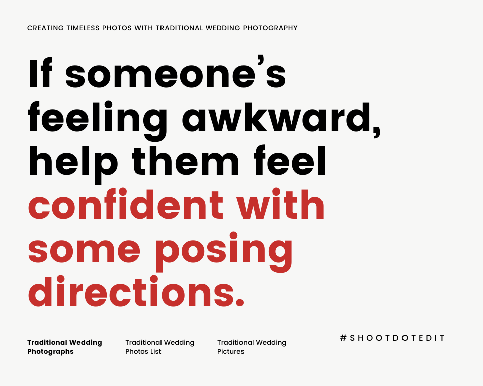 infographic stating if someones feeling awkward help them feel confident with some posing direction