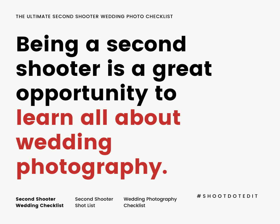 infographic stating being a second shooter is a great opportunity to learn all about wedding photography